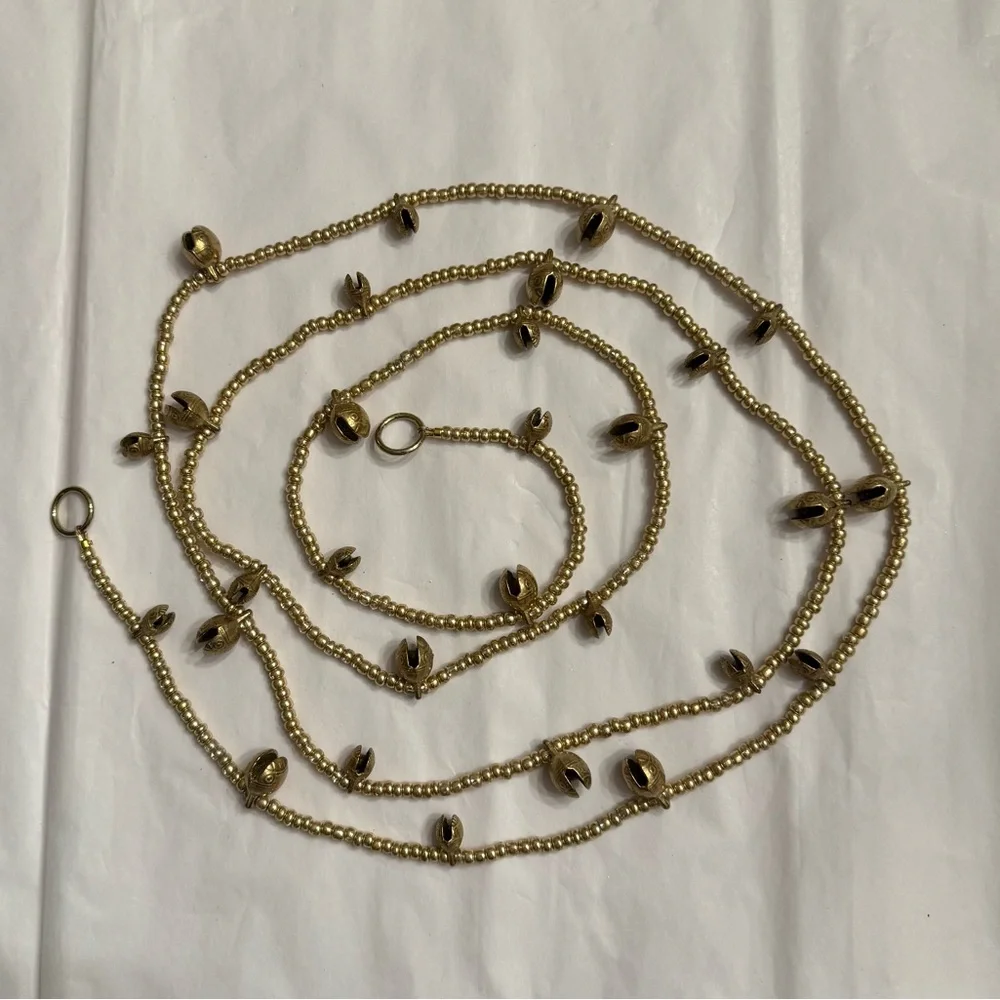 Handmade Beaded Garland with Vintage Brass Bells